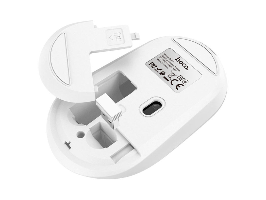 Hoco GM14 Platinum Wireless Mouse 2.4G with 1600 DPI - White Hoco GM14 Platinum Wireless Mouse 2.4G with 1600 DPI - White